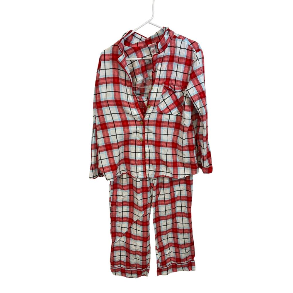 Wondershop Women’s Medium Red White Plaid Pajama Set 2 Piece Holiday Sleepwear